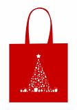 Christmas tree with decoration, design of shopping bag