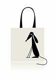 Funny puppy, design of shopping bag
