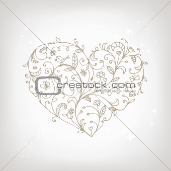Floral ornament heart shape for your design