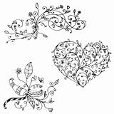 Floral ornament sketch, silhouette for your design