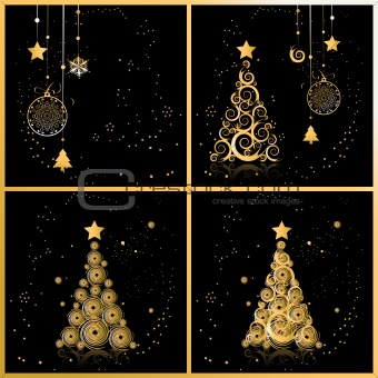 Christmas tree beautiful, cards for your design