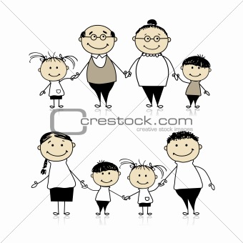 Happy family together - parents, grandparents and children 