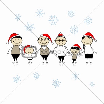 Merry christmas. Happy big family together for your design