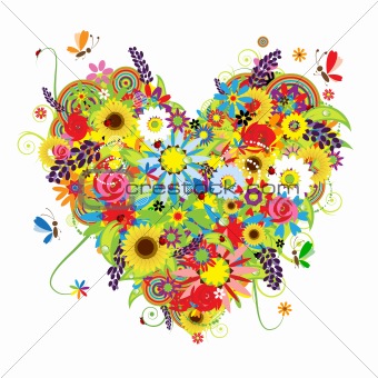 Summer floral heart for your design 