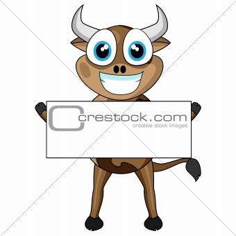 Cute Cow Holding a Blank Sign