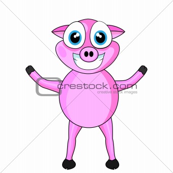 Cute Pink Happy Pig