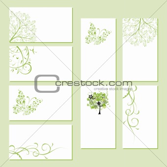 Set of business cards, floral ornament for your design 