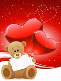 greeting card with teddy bear and hearts