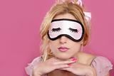 sleep mask blind blonde relaxed on pink