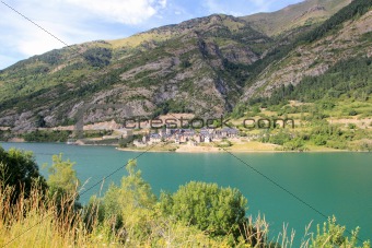  Lanuza village lake Huesca Pyrenees Spain