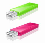 green and pink usb flash drive