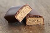 Chocolate bar with caramel and coffee filling