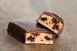 Chocolate bar with caramel and raisins