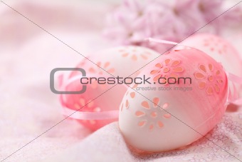 Pink flowery Easter eggs