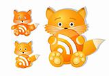 rss icon set as cute red fox toy