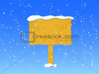 wood sign in snow
