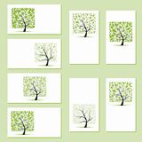 Set of business cards, floral trees for your design 