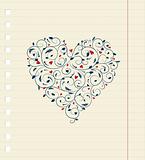 Heart shape, floral ornament for your design 