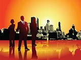 Corporate or business team with urban background
