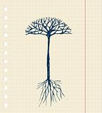 Sketch tree with roots for your design