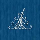 Sketch of christmas pine on wooden background