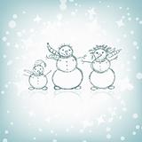Family of snowmen, christmas sketch for your design