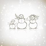 Family of snowmen, christmas sketch for your design
