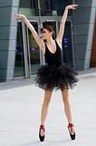 ballerina in black tutu outdoor