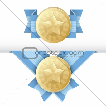 Gold Medal Award or Certificate Emblem, Vector Illustration