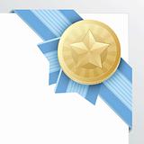 Gold Medal Award or Certificate Emblem, Vector Illustration