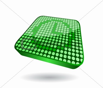 green icon clock in perspective view