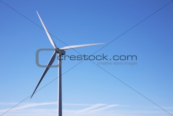 wind mill power, isolated on blue sky;