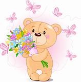 Pink Teddy Bear with flowers