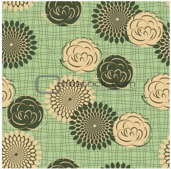 vector seamless background with vintage  flowers