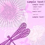 vector background with dragonfly and flowers