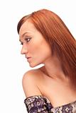 sideview attractive red-haired girl