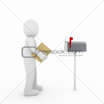 3d human letter mailbox red