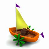 Toy boat isolated on white