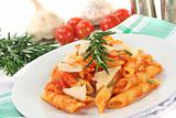 Penne with tomato sauce and Parmesan