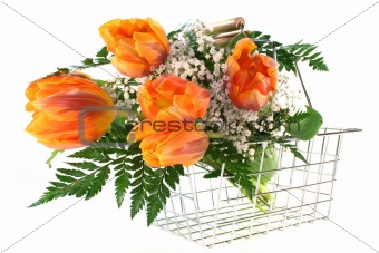 tulips in a basket
