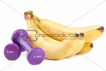 Banana and dumbbells