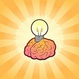 Brain Lightbulb Idea Vector Illustration
