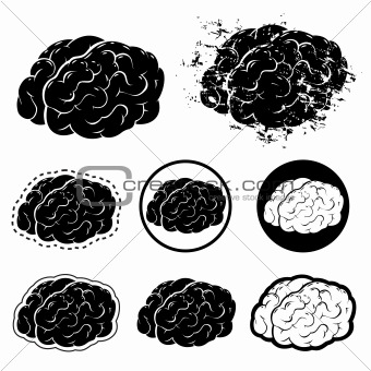 Brain Silhouette and Grunge Vector Illustration