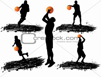 Basketball player silhouettes