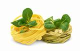 Italian pasta tagliatelle with corn salad