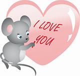 Mouse writing on heart