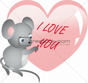 Mouse writing on heart