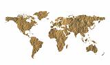 World map made of fine grained dry mud