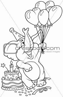 Elephant and Happy Birthday
