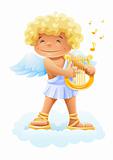 smile cupid playing lyre